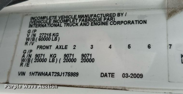 image for item OD9890 2009 International 7400  sewer jetter truck