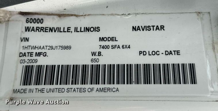 image for item OD9890 2009 International 7400  sewer jetter truck