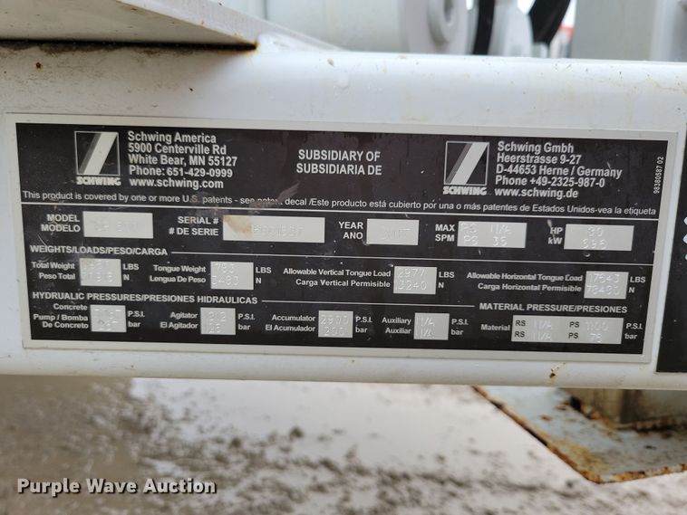 image for item DL7822 2017 Schwing SP500 concrete pump