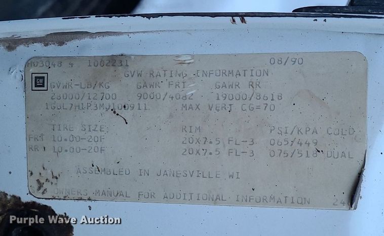 image for item DN8297 1991 Chevrolet Kodiak C5500 dump truck