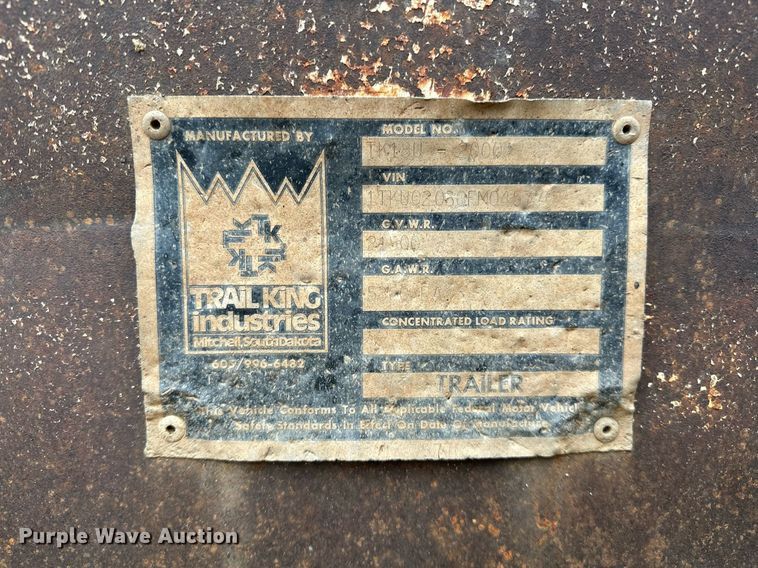 image for item DO5170 1985 Trail King TK18U-2000 equipment trailer