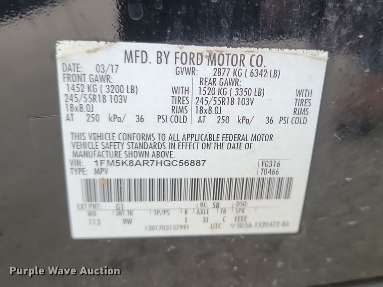 image for item KT9649 2017 Ford  Explorer Police interceptor  SUV