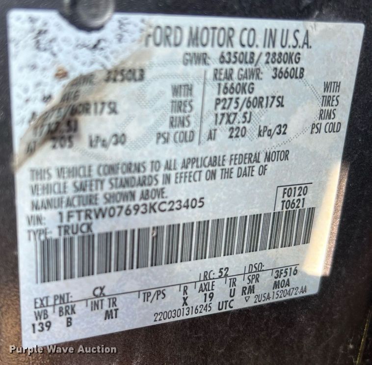 image for item KV9925 2003 Ford F150 SuperCrew pickup truck