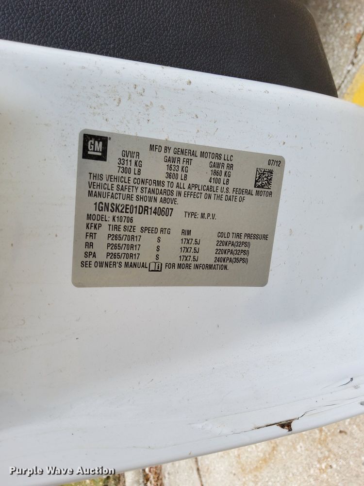 image for item LC9510 2013 Chevrolet Tahoe Police SUV