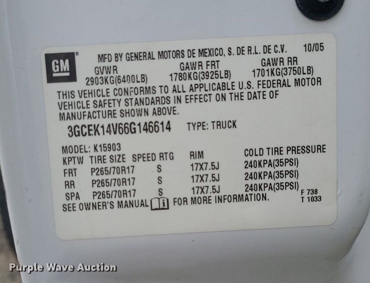 image for item LJ9467 2006 Chevrolet Silverado 1500 pickup truck