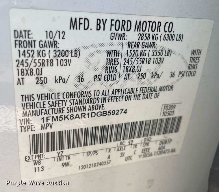 image for item NA9740 2013 Ford Explorer Police Interceptor SUV