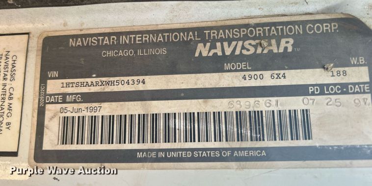 image for item NB9320 1998 International  4900 dump truck