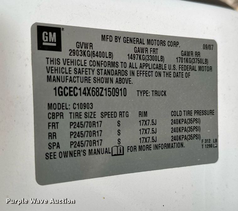 image for item NM9200 2008 Chevrolet Silverado 1500 pickup truck