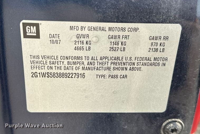 image for item NM9211 2008 Chevrolet Impala Police 