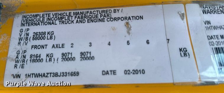 image for item NM9216 2011 International WorkStar 7400 dump truck