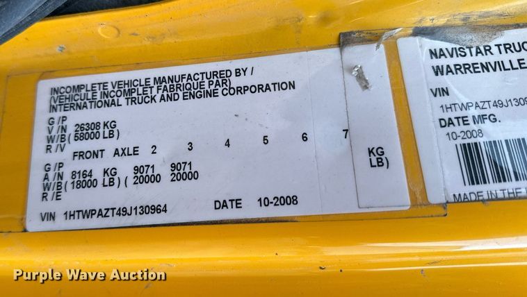 image for item NM9222 2009 International WorkStar 7500 dump truck