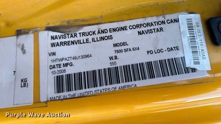 image for item NM9222 2009 International WorkStar 7500 dump truck