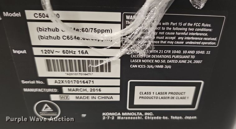 image for item OL9447 Konica Minolta  Bizhub c654e  copier