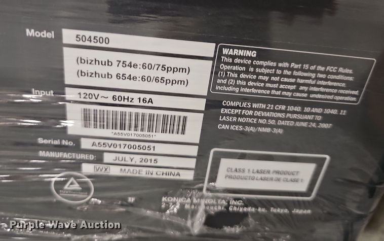 image for item OL9448 Konica Minolta Bizhub 754e  copier