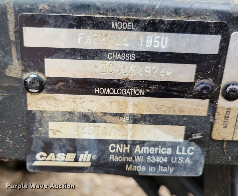 image for item DL7832 2012 Case Farmall 105U MFWD tractor