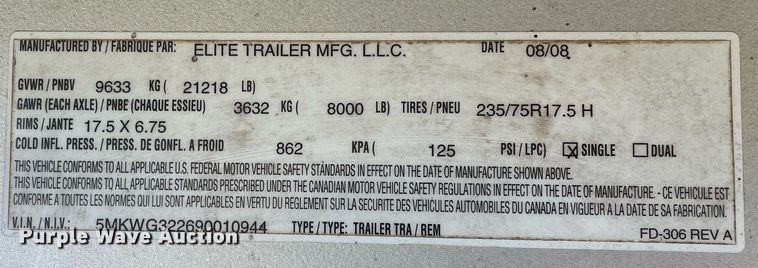 image for item DP0270 2009 Elite  livestock trailer