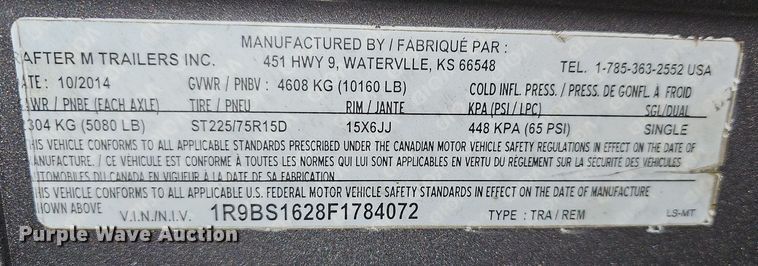 image for item DR5976 2015 Travalong BHSTSTK16 livestock trailer