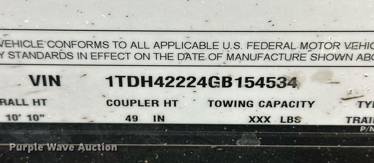 image for item EK9910 2016 Timpte grain trailer