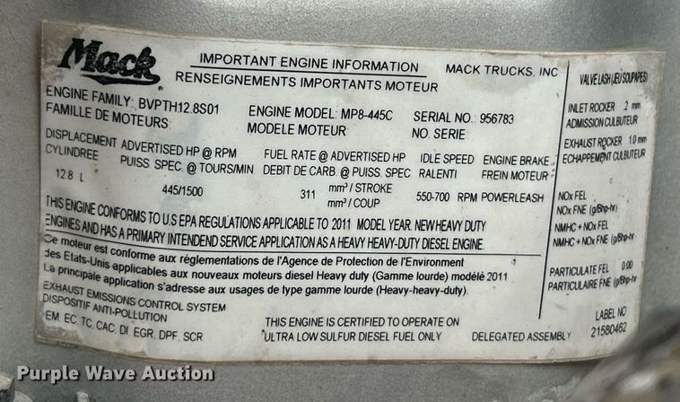 image for item NE9705 2012 Mack CHU613 semi truck