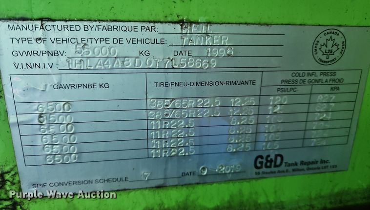 image for item OJ9708 1996 Heil  tank trailer