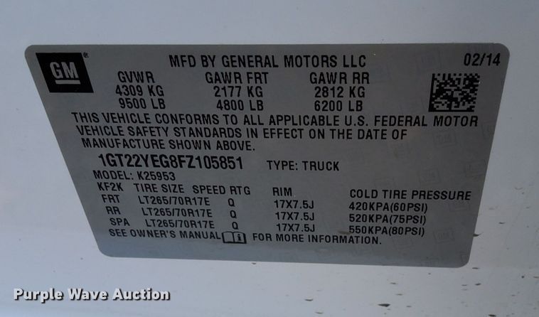 image for item DK8978 2015 GMC Sierra 2500HD SLE Double Cab pickup truck