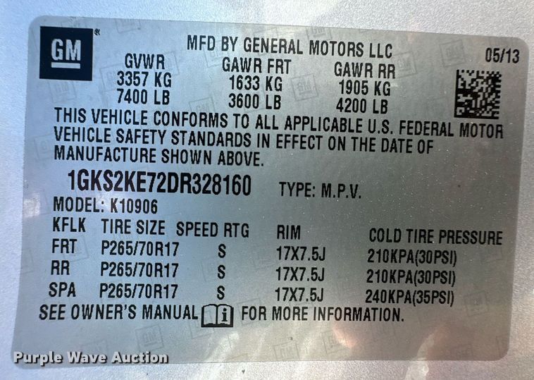 image for item DL0431 2013 GMC Yukon SUV