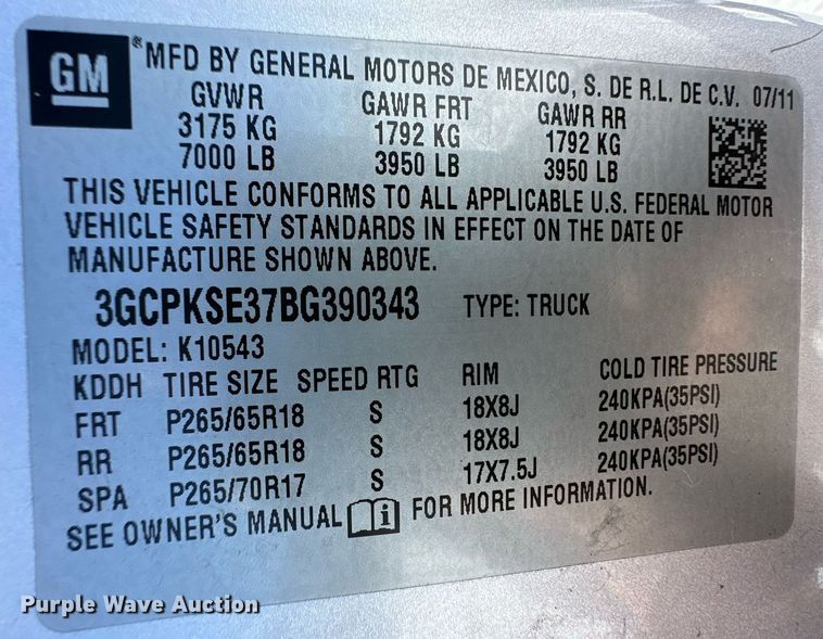 image for item DM2655 2011 Chevrolet Silverado 1500 Crew Cab pickup truck