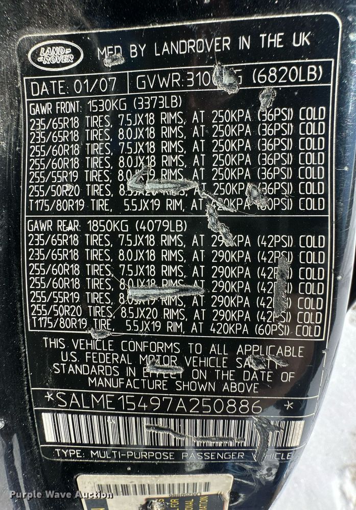 image for item DM2656 2007 Land Rover Range Rover SUV