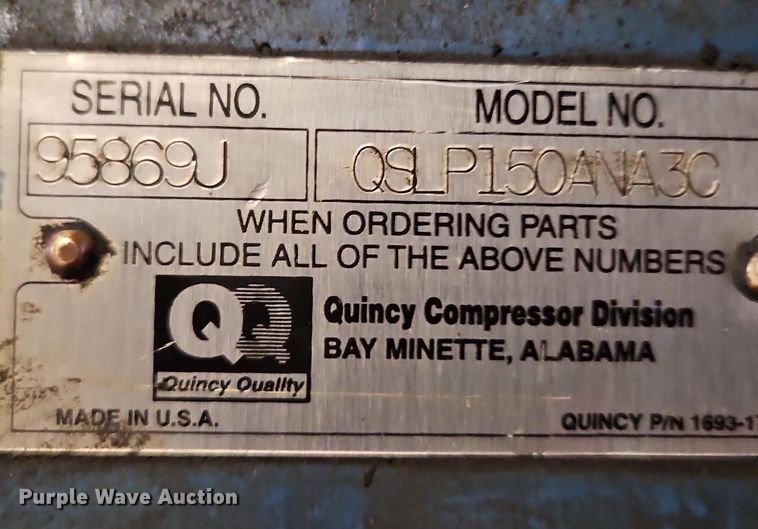 image for item DN7198 Quincy Compressor  QSLP150ANA3C air compressor