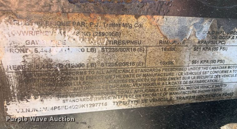 image for item DP8817 2019 PJ REM Gooseneck FD402 equipment trailer