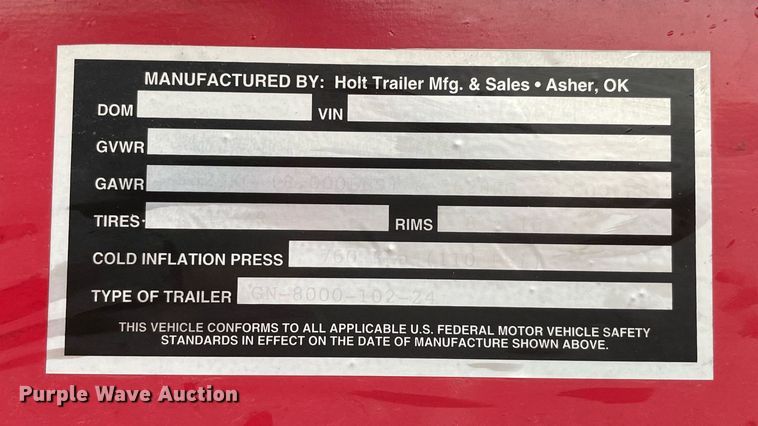 image for item EJ0171 2020 Holt Trailer Mfg. equipment trailer