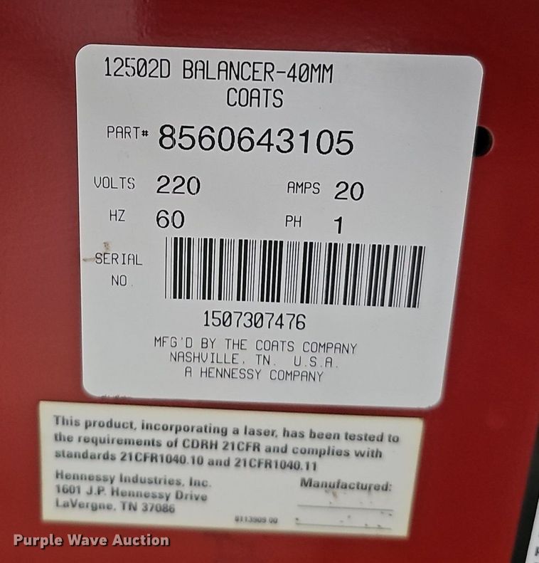 image for item IO9817 Coats 1250  tire balancer