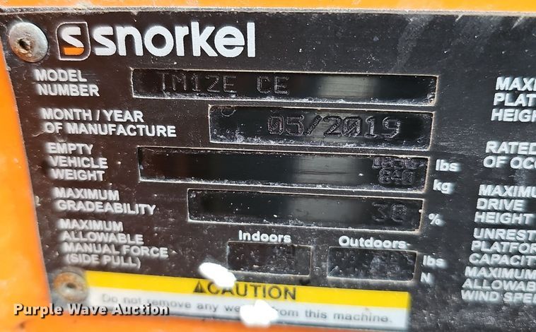 image for item IO9818 2019 Snorkel TM12E vertical lift