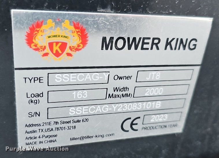 image for item IO9835 2023 Mower King SSECAG-Y skid steer auger