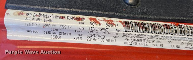 image for item JT9035 2005 Jeep  Wrangler  SUV