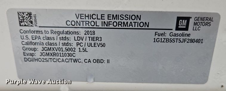 image for item LB9715 2018 Chevrolet  Malibu  