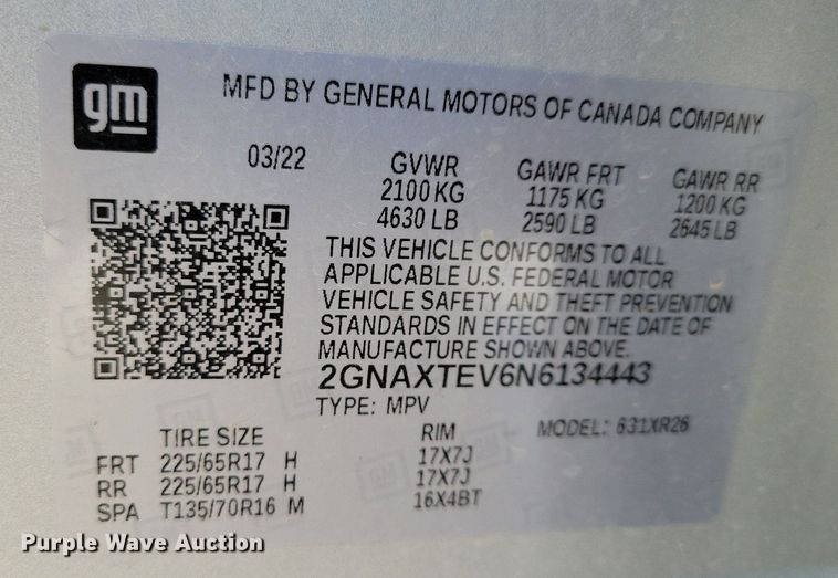 image for item LC9788 2022 Chevrolet Equinox  SUV