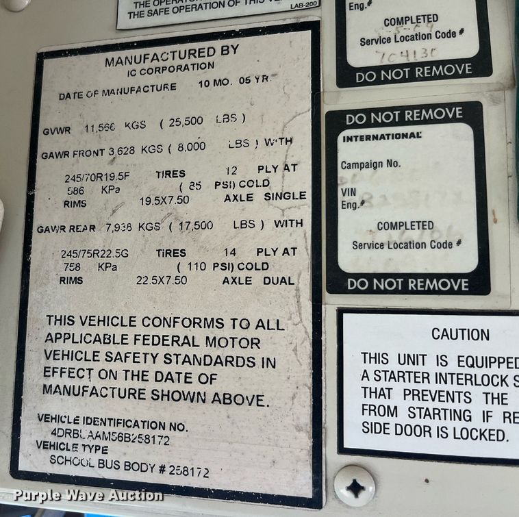 image for item LD9301 2006 International CE300 school bus
