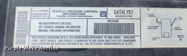 image for item LJ9473 2003 Chevrolet Silverado 1500 pickup truck