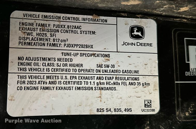 image for item LK9746 2023 John Deere XUV835R Gator utility vehicle