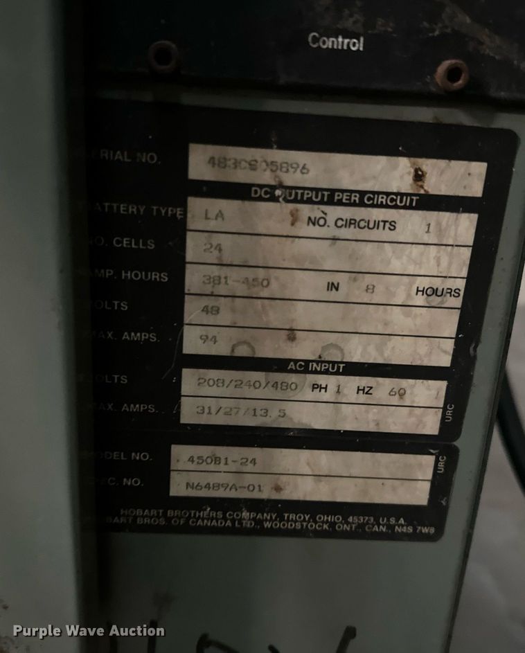 image for item LK9760 (4) Hobart forklift battery chargers 