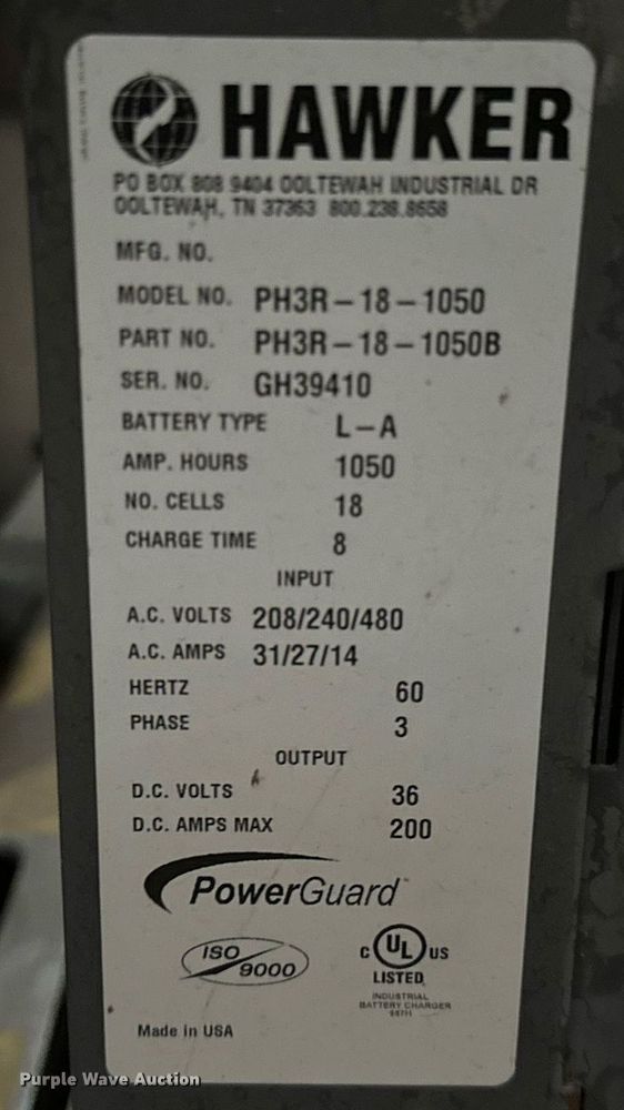 image for item LK9761 (4) forklift battery chargers 