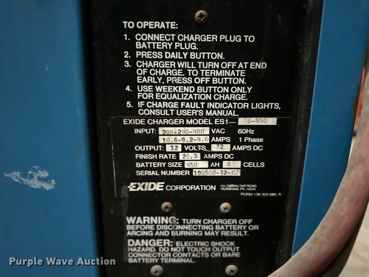 image for item LK9764 (4) Exide forklift battery chargers 