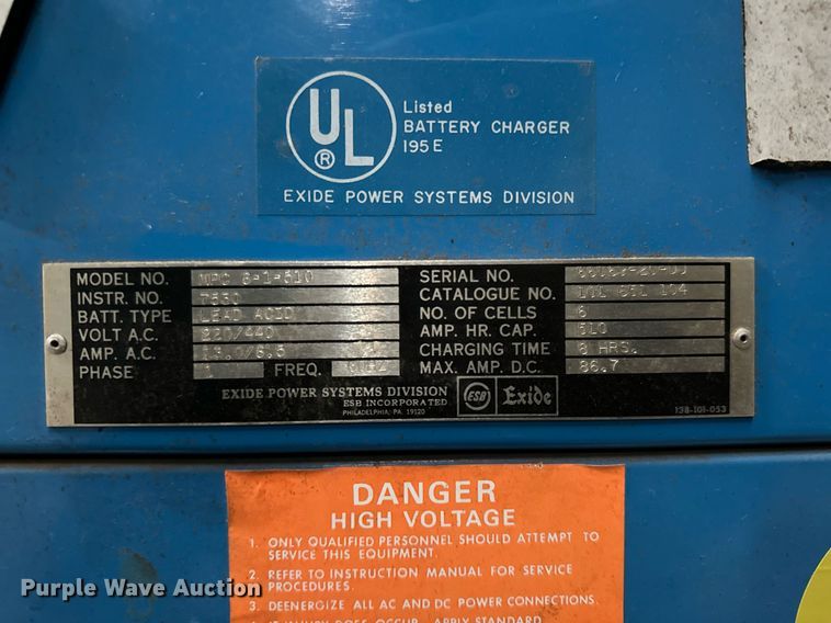 image for item LK9764 (4) Exide forklift battery chargers 