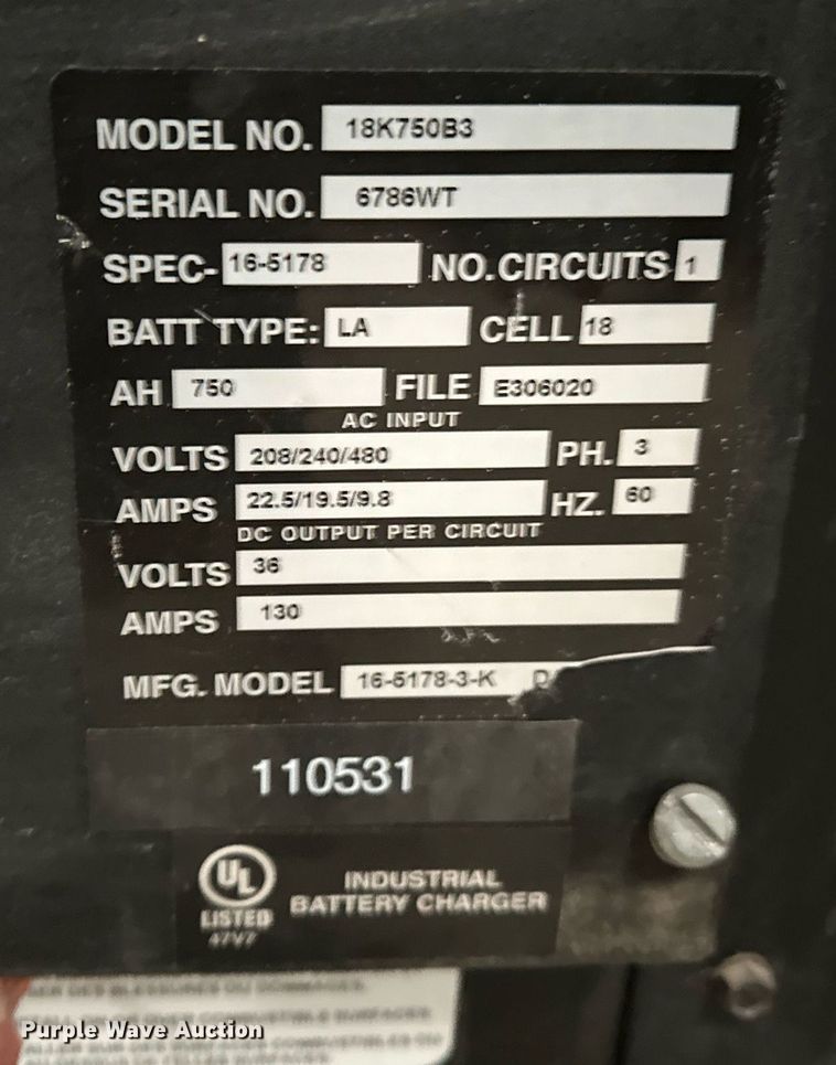 image for item LK9766 (4) forklift battery chargers 