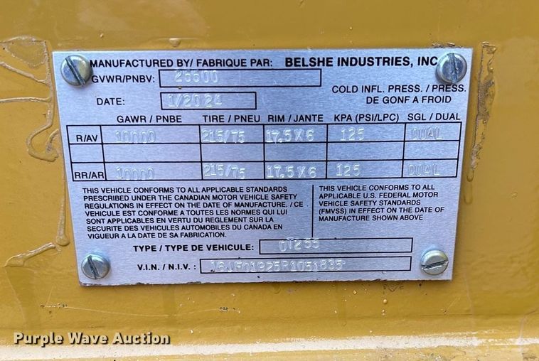 image for item LK9777 2024 Belshe  DT255-2EP equipment trailer
