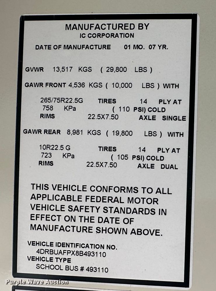 image for item LV9055 2008 International CE200 school bus