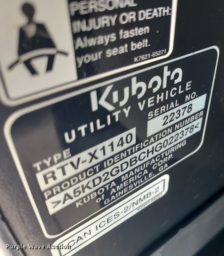 image for item MQ9574 Kubota RTVX1140 utility vehicle