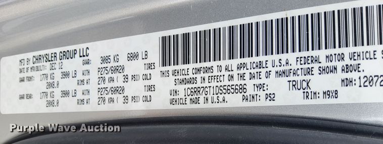 image for item NE9711 2013 Dodge  Ram 1500 Quad Cab pickup truck