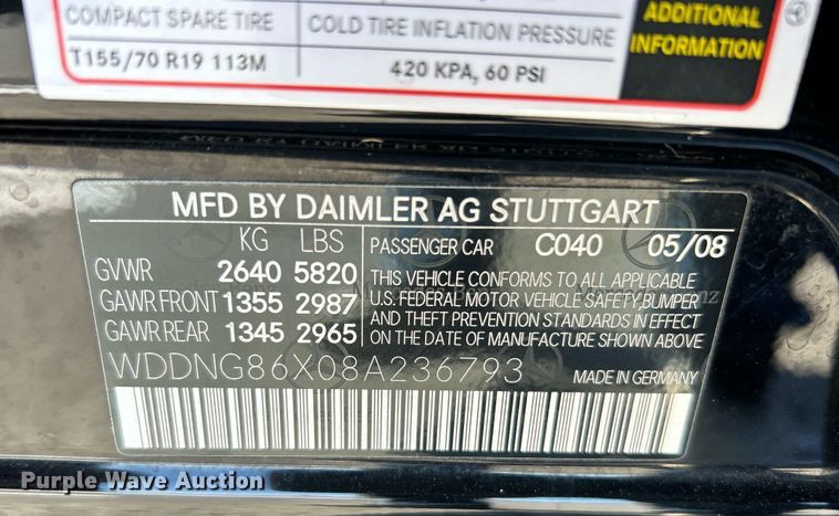 image for item NE9731 2008 Mercedes-Benz S550  